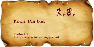 Kopa Bartos névjegykártya